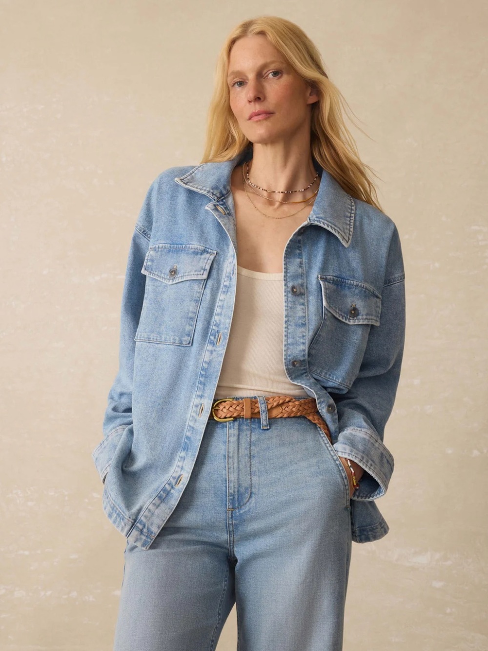 FAHERTY Linen Denim Jacket - Summer Seas Wash